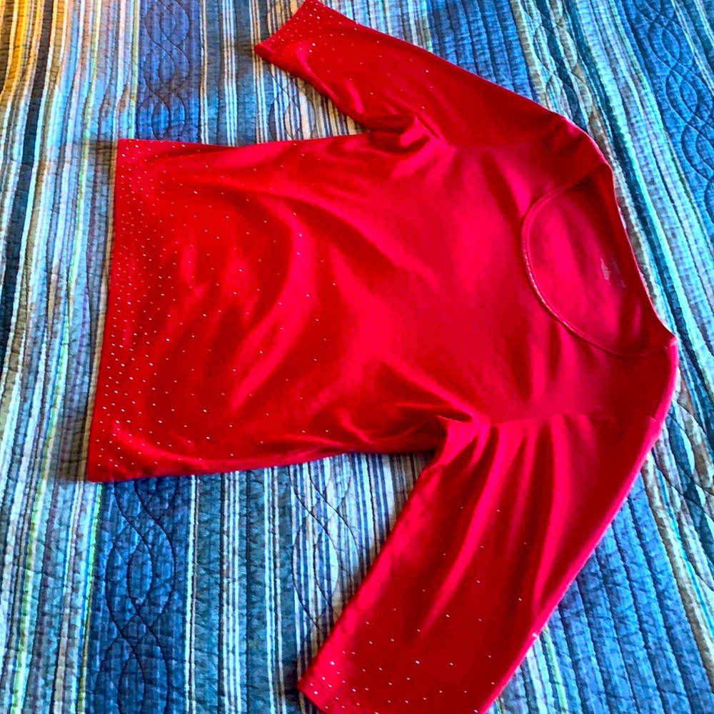 Coldwater Creek Red bedazzled shirt